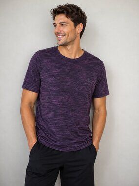 Under Armour HeatGear Fitted T-Shirt Men's Large Purple Athletic Gym Running